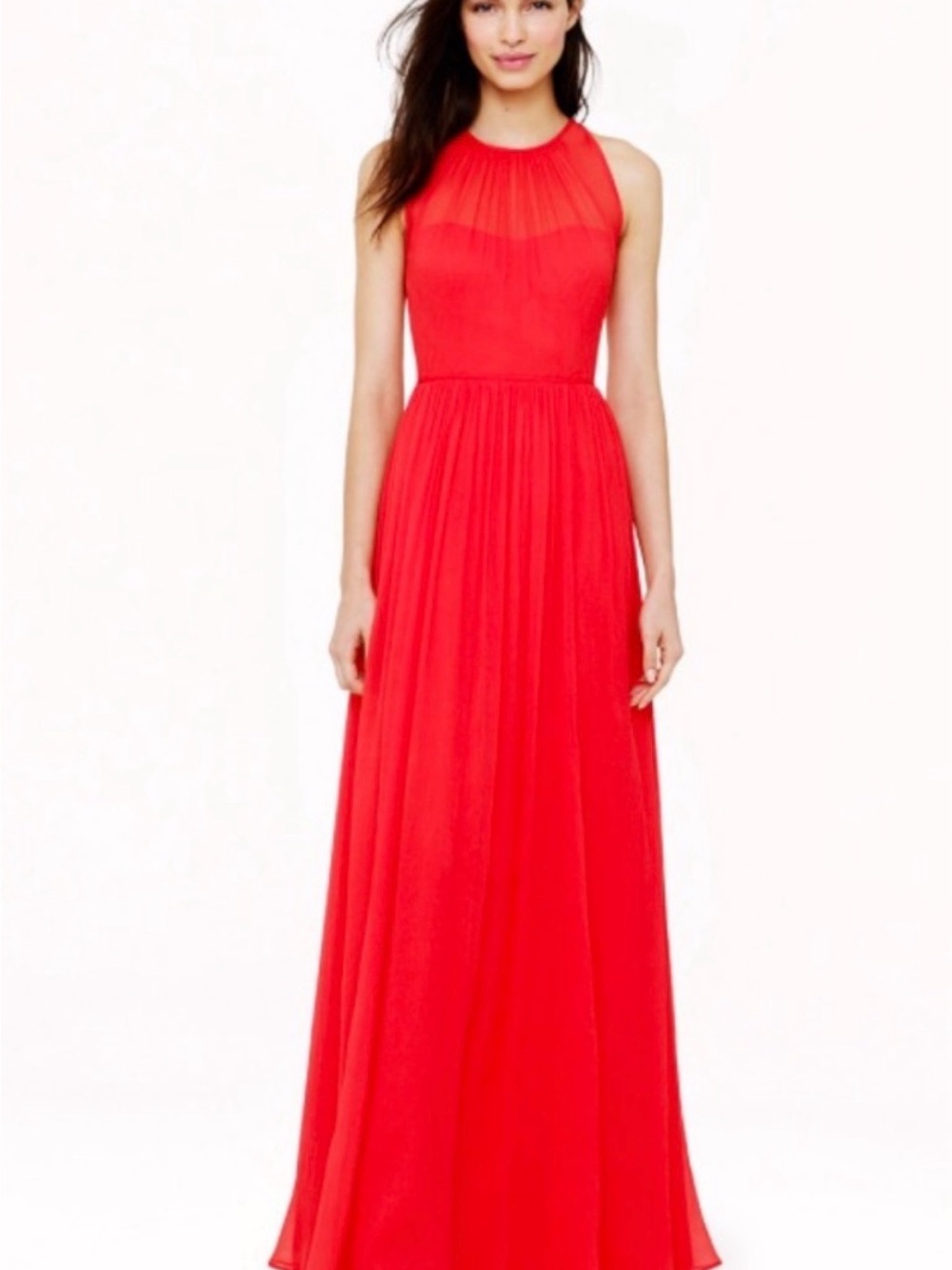 J. Crew Megan Maxi Dress in Strawberry Silk Chiffon